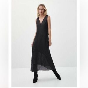 Massimo Dutti Black Satin Dress